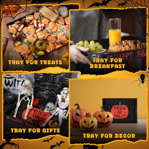 Pumpkin Serving Tray with Handles, Acrylic Platter in Mainly Black, Orange, alternate view 4