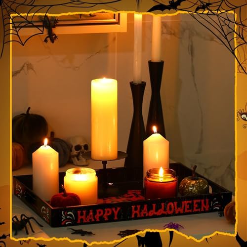 Pumpkin Serving Tray with Handles, Acrylic Platter in Mainly Black, Orange, alternate view 6