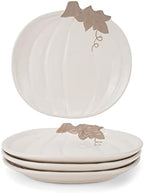 Pumpkin Shaped 8 x 8 Inch Ceramic Small Dining Plates: Perfect for Thanksgiving, Halloween and Indoor Fall Table