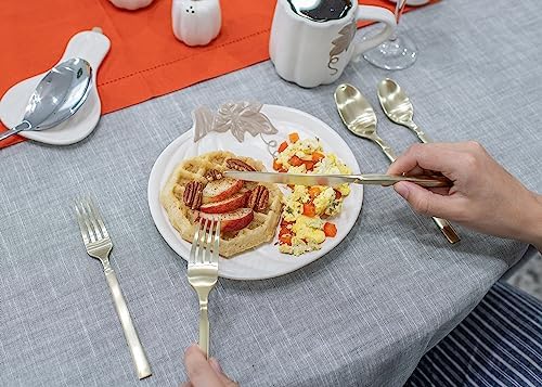 Pumpkin Shaped 8 x 8 Inch Ceramic Small Dining Plates: Perfect for Thanksgiving, Halloween and Indoor Fall Table, alternate