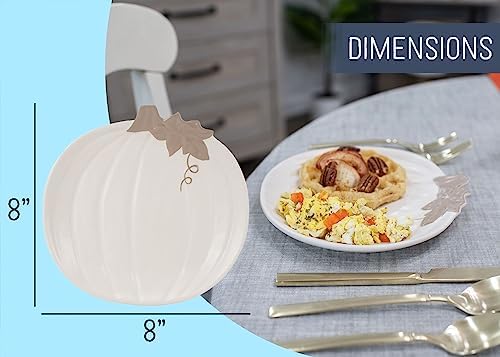 Pumpkin Shaped 8 x 8 Inch Ceramic Small Dining Plates: Perfect for Thanksgiving, Halloween and Indoor Fall Table, alternate