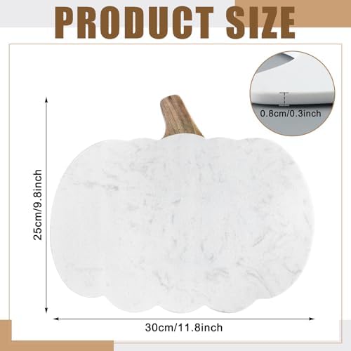 Pumpkin Shaped Marble Cutting Board, 11 x 9.8 Inch White Marble Cheese Board, Decorative Charcuterie Serving, alternate view
