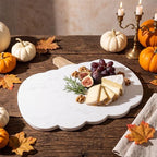 Pumpkin Shaped Marble Cutting Board, 11 x 9.8 Inch White Marble Cheese Board, Decorative Charcuterie Serving, alternate view