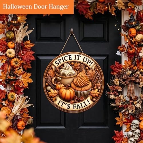 Pumpkin Spice Cafe Fall Decorations Wooden Hanging Sign, Spice it up Sign, alternate view 3