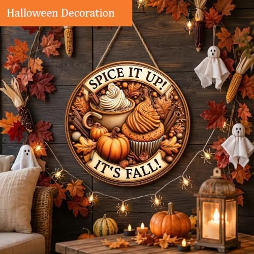 Pumpkin Spice Cafe Fall Decorations Wooden Hanging Sign, Spice it up Sign, alternate view 4