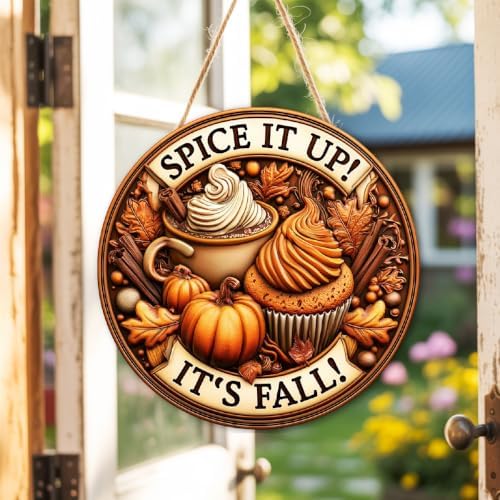 Pumpkin Spice Cafe Fall Decorations Wooden Hanging Sign, Spice it up Sign, alternate view 7