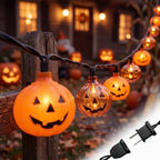 Pumpkin String Lights, 8.5FT 10 LED Plug in Yard Porch Light