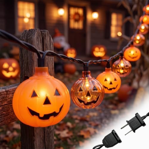 Pumpkin String Lights, 8.5FT 10 LED Plug in Yard Porch Light