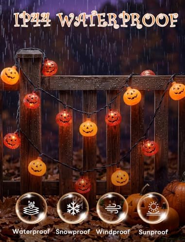 Pumpkin String Lights, 8.5FT 10 LED Plug in Yard Porch Light, alternate view 5