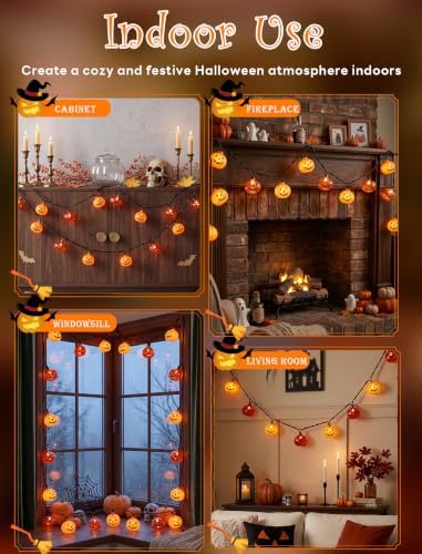 Pumpkin String Lights, 8.5FT 10 LED Plug in Yard Porch Light, alternate view 6