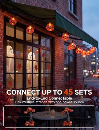 Pumpkin String Lights, 8.5ft Halloween String Light with 10 Smiling Jack-O-Lantern Pumpkin Lights for Indoor, alternate view