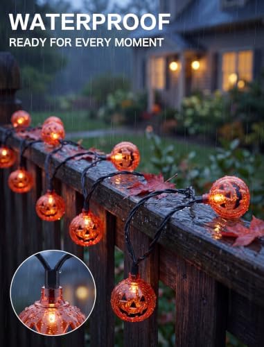Pumpkin String Lights, 8.5ft Halloween String Light with 10 Smiling Jack-O-Lantern Pumpkin Lights for Indoor, alternate view