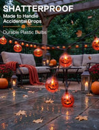 Pumpkin String Lights, 8.5ft Halloween String Light with 10 Smiling Jack-O-Lantern Pumpkin Lights for Indoor, alternate view