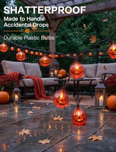 Pumpkin String Lights, 8.5ft Halloween String Light with 10 Smiling Jack-O-Lantern Pumpkin Lights for Indoor, alternate view
