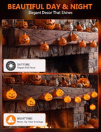 Pumpkin String Lights 8.5FT Outdoor Decorations Lights with 10 Orange Pumpkin Lights, Hanging Jack-O-Lantern, alternate view