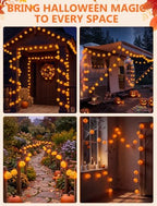 Pumpkin String Lights 8.5FT Outdoor Decorations Lights with 10 Orange Pumpkin Lights, Hanging Jack-O-Lantern, alternate view
