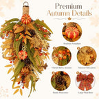 Pumpkin Teardrop Swag, Fall Door Decor, Artificial Fall Flowers, Home Decor, alternate view 2