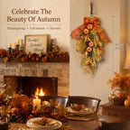 Pumpkin Teardrop Swag, Fall Door Decor, Artificial Fall Flowers, Home Decor, alternate view 3