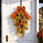 Pumpkin Teardrop Swag, Fall Door Decor, Artificial Fall Flowers, Home Decor, alternate view 6