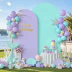 Purple and Blue Arch Cover 2 Set-7.2FT and 6FT Arch Backdrop Cover Spandex Fitted Mermaid Arch Stand Covers for