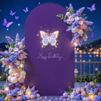 Purple Arch Cover 6.6FT Spandex Fitted Wedding Arch Stand Covers Round Top Chiara Arch Covers Stretchy Backdrop, alternate