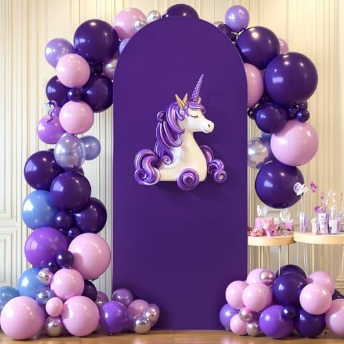 Purple Arch Cover 6FT Spandex Fitted Wedding Arch Stand Covers Round Top Chiara Arch Covers Stretchy Backdrop, alternate view