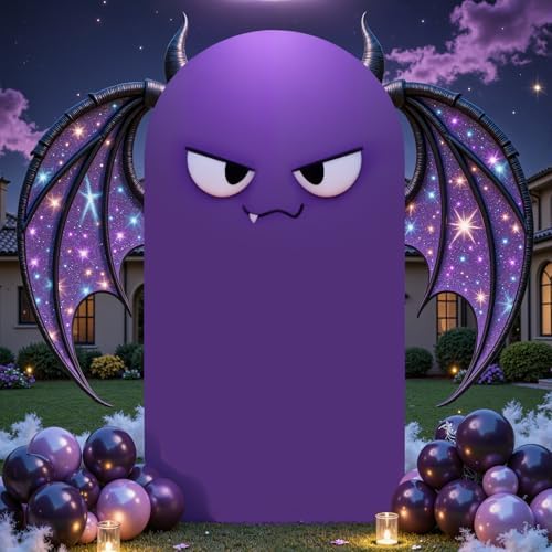Purple Arch Cover 6FT Spandex Fitted Wedding Arch Stand Covers Round Top Chiara Arch Covers Stretchy Backdrop, alternate view