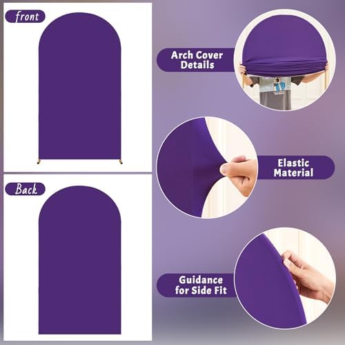Purple Arch Cover 6FT Spandex Fitted Wedding Arch Stand Covers Round Top Chiara Arch Covers Stretchy Backdrop, alternate view