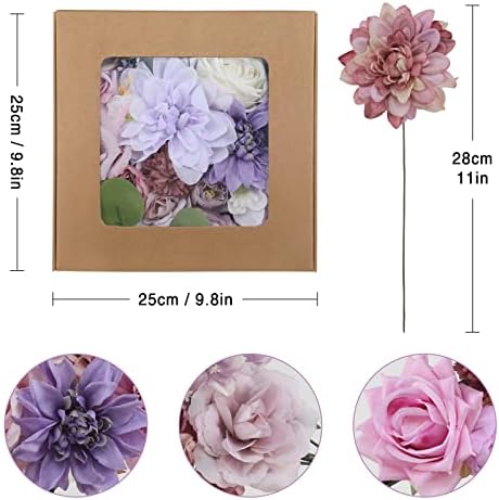 Purple Artificial Flowers Combo Box Set for Wedding Bouquets Home Decor in Purple, alternate view 3