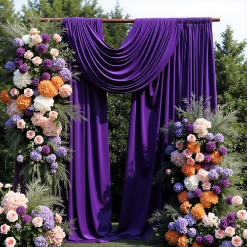Purple Backdrop Curtain -10x10FT Drapes for Backdrop Wrinkle-Free Soft Polyester Back Drop Wedding Decorations, alternate