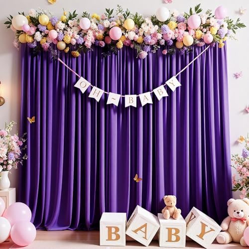 Purple Backdrop Curtain -10x10FT Drapes for Backdrop Wrinkle-Free Soft Polyester Back Drop Wedding Decorations, alternate