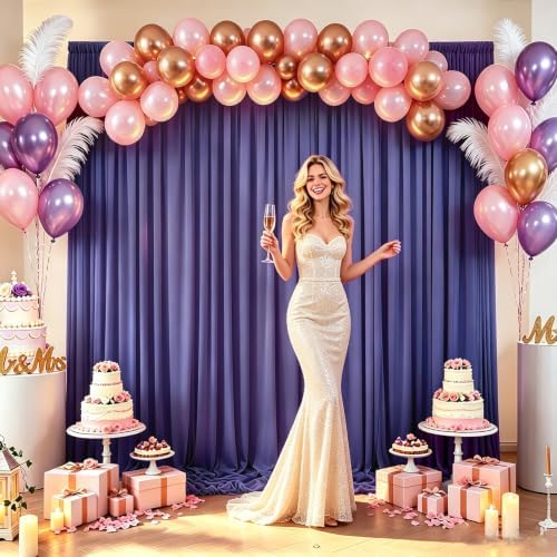Purple Backdrop Curtain for Parties Purple Photo Backdrop 10x10ft in W5' x H10'(2 panels) in Purple