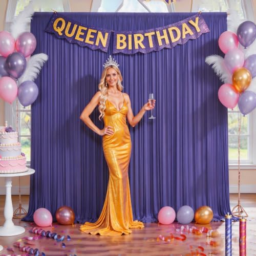 Purple Backdrop Curtain for Parties Purple Photo Backdrop 10x10ft in W5' x H10'(2 panels) in Purple, alternate view 2