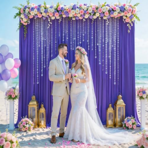 Purple Backdrop Curtain for Parties Purple Photo Backdrop 10x10ft in W5' x H10'(2 panels) in Purple, alternate view 4
