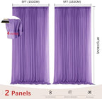 Purple Backdrop Curtains for Parties, Chiffon Photo Backdrop Drapes 2 Panels 5x8ft Sheer Outdoor Curtain for, alternate view