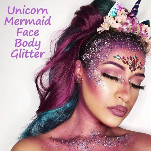 Purple Body Glitter Stick, Mardi Gras Face Hair Glitter, Festival Concert Rave Outfit Accessories for Women, alternate view 4