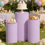 Purple Cylinder Cover Set of 3 Lavender Pedestal Covers in Lavender, alternate view 6