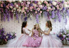 Purple Floral Wall Backdrops 10x6.5ft Flowers White Brick Wall Backdrops for Photoshoot Valentine Day, alternate view 3