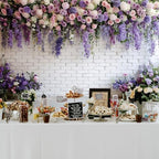 Purple Floral Wall Backdrops 10x6.5ft Flowers White Brick Wall Backdrops for Photoshoot Valentine Day, alternate view 5