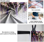 Purple Floral Wall Backdrops 10x8ft Flowers White Brick Wall Backdrops for Photoshoot Valentine Day Decorations, alternate