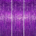 Purple Foil Fringe Backdrop Curtains, 3.3x6.6ft, 3pcs in 3.3x6.6ft