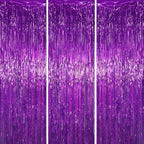 Purple Foil Fringe Backdrop Curtains, 3.3x6.6ft, 3pcs in 3.3x6.6ft