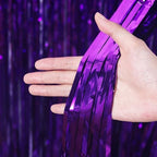 Purple Foil Fringe Backdrop Curtains, 3.3x6.6ft, 3pcs in 3.3x6.6ft, alternate view 2