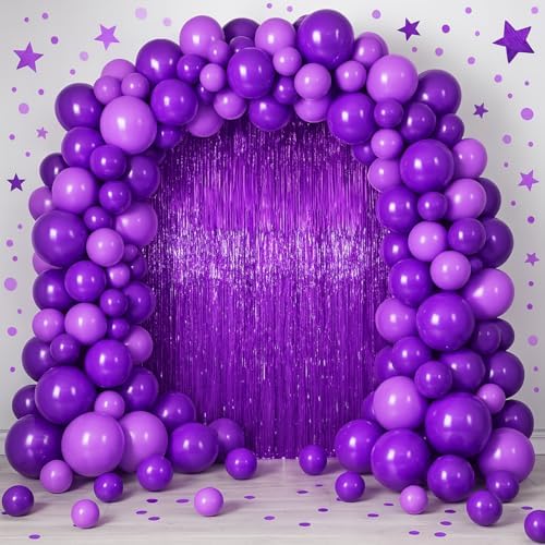 Purple Foil Fringe Backdrop Curtains, 3.3x6.6ft, 3pcs in 3.3x6.6ft, alternate view 7