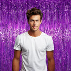 Purple Foil Fringe Backdrop Curtains, 3.3x6.6ft, 9pcs in 3.3x6.6ft, alternate view 6