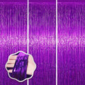 Purple Foil Fringe Backdrop Curtains, 3.3x8.2ft, 3 Pack in 3.3x8.2ft