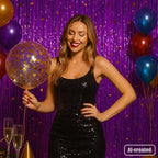 Purple Foil Fringe Backdrop Curtains, 3.3x8.2ft, 3 Pack in 3.3x8.2ft, alternate view 2