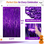 Purple Fringe Backdrop, 4 Pack 3.3 x 6.6 ft Foil Curtains in 3.3 x 6.6 ft, alternate view 2