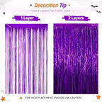 Purple Fringe Backdrop, 4 Pack 3.3 x 6.6 ft Foil Curtains in 3.3 x 6.6 ft, alternate view 4