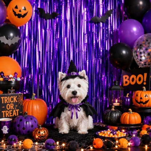 Purple Fringe Backdrop, 4 Pack 3.3 x 6.6 ft Foil Curtains in 3.3 x 6.6 ft, alternate view 6
